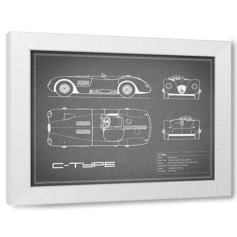 Jaguar C-Type-Grey White Modern Wood Framed Art Print by Rogan, Mark
