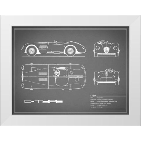 Jaguar C-Type-Grey White Modern Wood Framed Art Print by Rogan, Mark