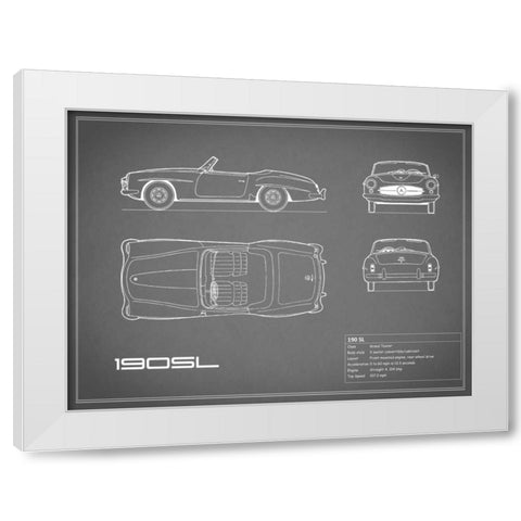 Mercedes 190-SL-Grey White Modern Wood Framed Art Print by Rogan, Mark