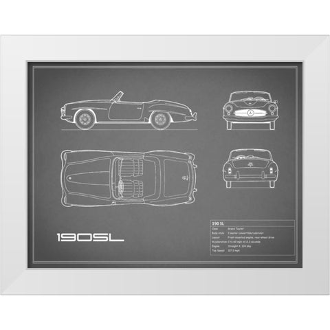 Mercedes 190-SL-Grey White Modern Wood Framed Art Print by Rogan, Mark