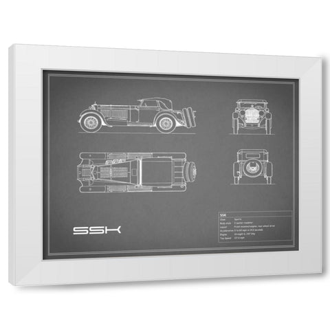 Mercedes SSK-Grey White Modern Wood Framed Art Print by Rogan, Mark