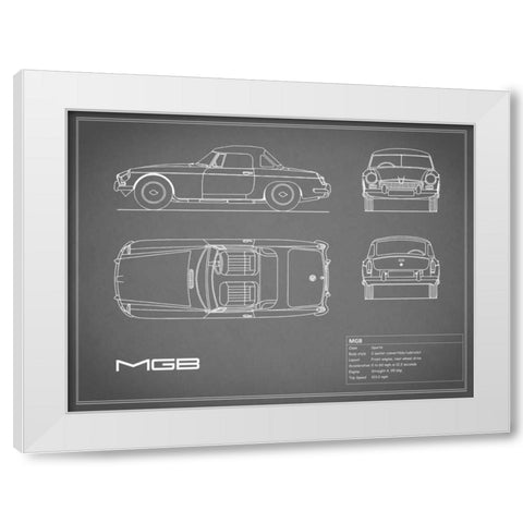 MGB-Grey White Modern Wood Framed Art Print by Rogan, Mark