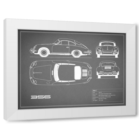 Porsche 356C-Grey White Modern Wood Framed Art Print by Rogan, Mark