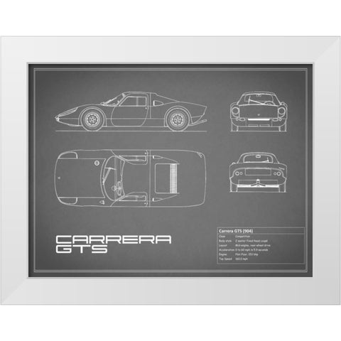 Porsche Carrera GTS-Grey White Modern Wood Framed Art Print by Rogan, Mark