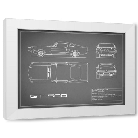 Shelby Mustang GT500-Grey White Modern Wood Framed Art Print by Rogan, Mark