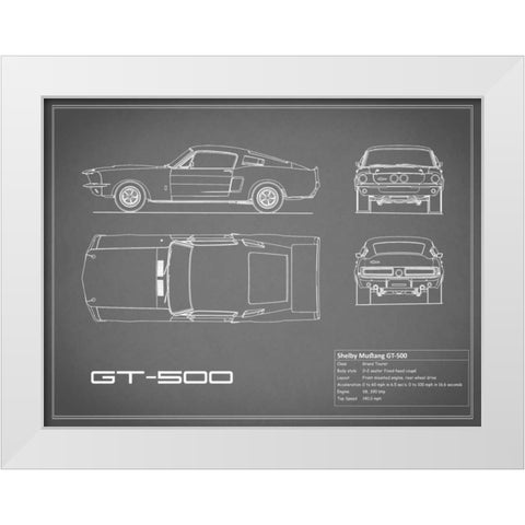 Shelby Mustang GT500-Grey White Modern Wood Framed Art Print by Rogan, Mark