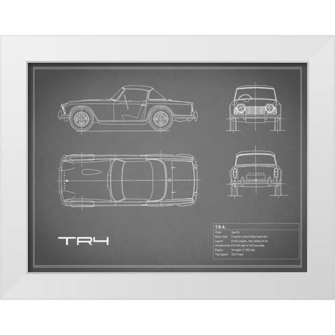 Triumph TR4-Grey White Modern Wood Framed Art Print by Rogan, Mark