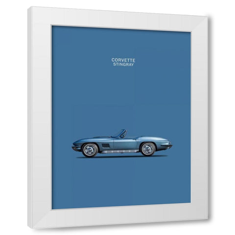 Corvette Stingray 1967 Blue White Modern Wood Framed Art Print by Rogan, Mark