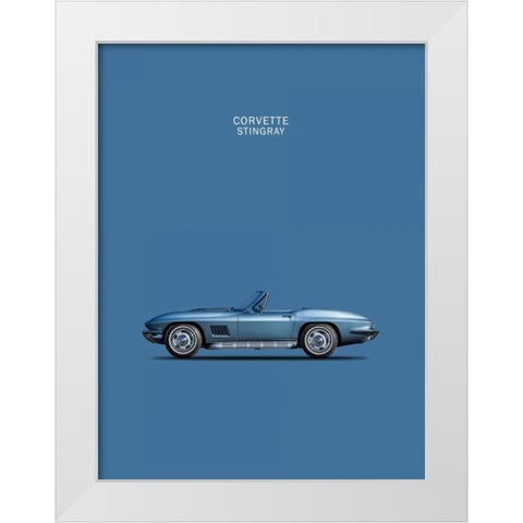 Corvette Stingray 1967 Blue White Modern Wood Framed Art Print by Rogan, Mark
