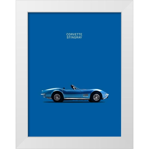 Corvette Stingray Blue White Modern Wood Framed Art Print by Rogan, Mark