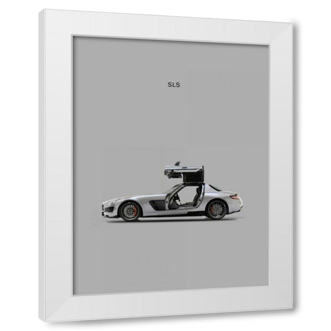 Mercedes SLS Grey White Modern Wood Framed Art Print by Rogan, Mark