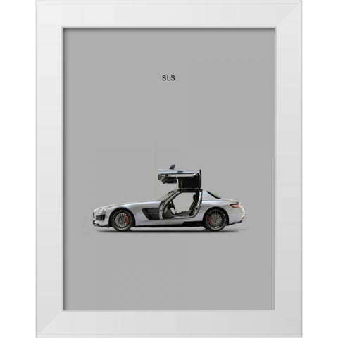 Mercedes SLS Grey White Modern Wood Framed Art Print by Rogan, Mark