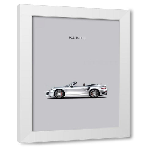 Porsche 911 Turbo Grey White Modern Wood Framed Art Print by Rogan, Mark