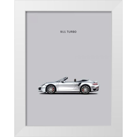 Porsche 911 Turbo Grey White Modern Wood Framed Art Print by Rogan, Mark
