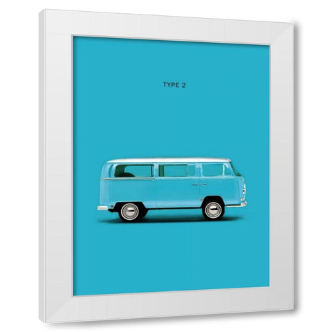 VW Type 2 Sky Blue White Modern Wood Framed Art Print by Rogan, Mark