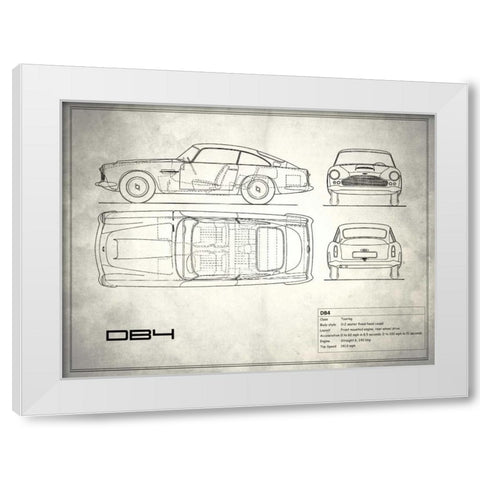 Aston DB4 White White Modern Wood Framed Art Print by Rogan, Mark