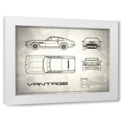 Aston V8 Vantage White White Modern Wood Framed Art Print by Rogan, Mark