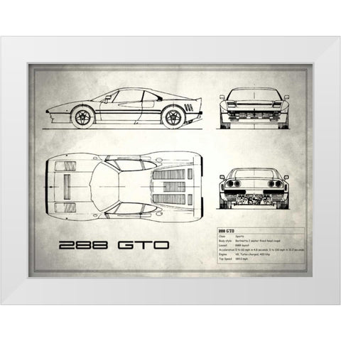 Ferrari 288-GTO White White Modern Wood Framed Art Print by Rogan, Mark