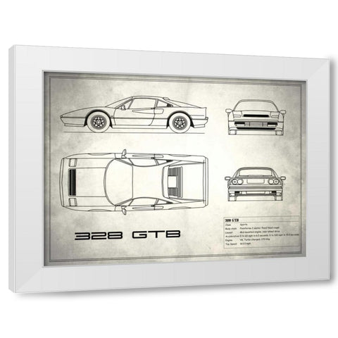 Ferrari 328-GTB White White Modern Wood Framed Art Print by Rogan, Mark