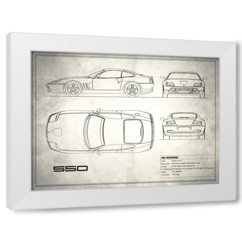 Ferrari 550 White White Modern Wood Framed Art Print by Rogan, Mark