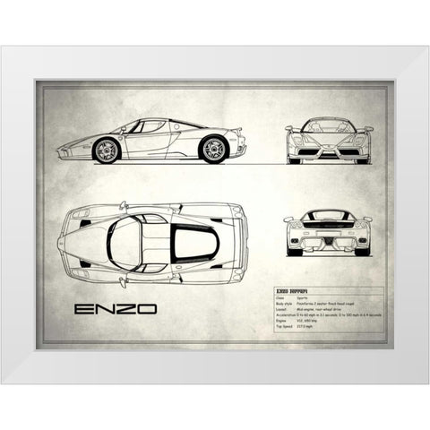 Ferrari Enzo White White Modern Wood Framed Art Print by Rogan, Mark