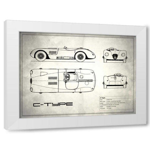 Jaguar C-Type White White Modern Wood Framed Art Print by Rogan, Mark