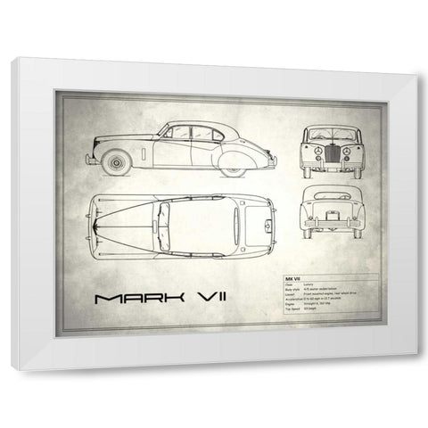 Jaguar Mk VII White White Modern Wood Framed Art Print by Rogan, Mark
