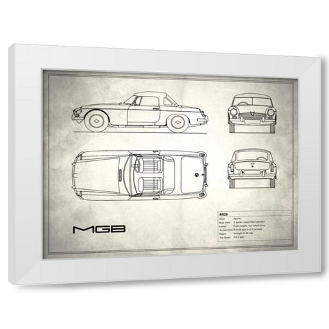 MG MGB White White Modern Wood Framed Art Print by Rogan, Mark