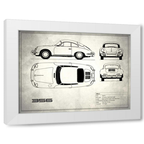 Porsche 356C White White Modern Wood Framed Art Print by Rogan, Mark
