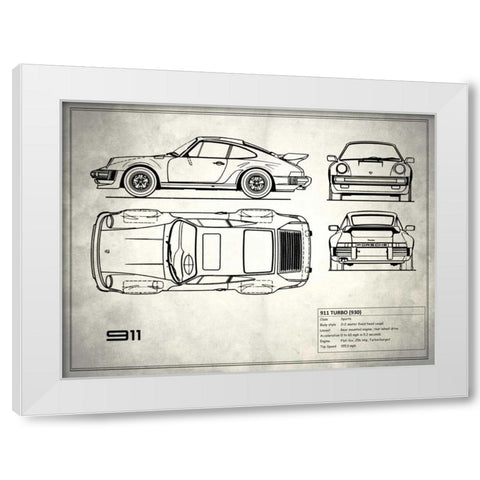Porsche 911-Turbo 1977 White Modern Wood Framed Art Print by Rogan, Mark