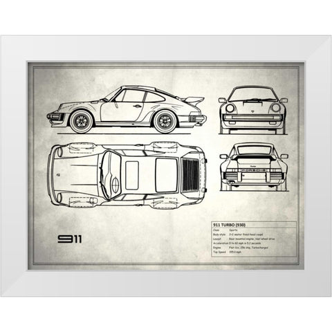 Porsche 911-Turbo 1977 White Modern Wood Framed Art Print by Rogan, Mark