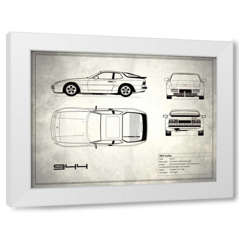 Porsche 944 Turbo White White Modern Wood Framed Art Print by Rogan, Mark