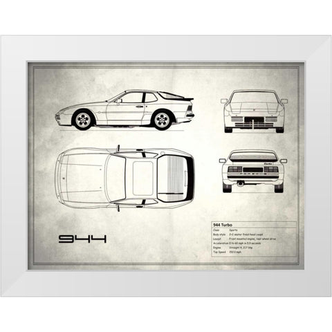 Porsche 944 Turbo White White Modern Wood Framed Art Print by Rogan, Mark