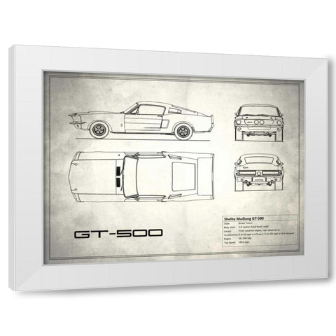 Shelby Mustang GT500 White White Modern Wood Framed Art Print by Rogan, Mark