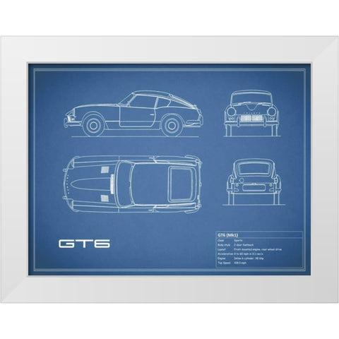 Triumph GT6 Mk1 Red White Modern Wood Framed Art Print by Rogan, Mark