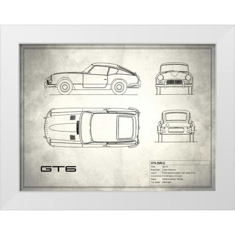 Triumph GT6 Mk1 White Modern Wood Framed Art Print by Rogan, Mark