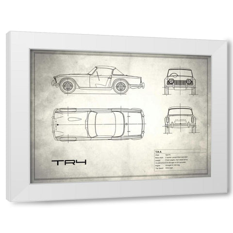 Triumph TR4 White White Modern Wood Framed Art Print by Rogan, Mark