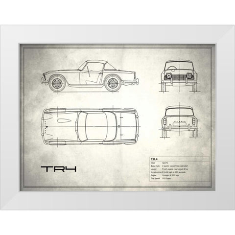Triumph TR4 White White Modern Wood Framed Art Print by Rogan, Mark
