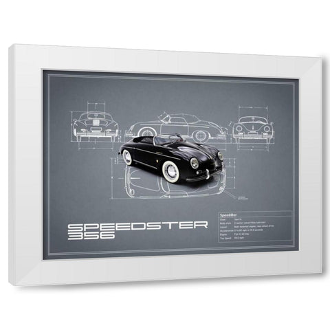 Porsche Speedster 1959 White White Modern Wood Framed Art Print by Rogan, Mark
