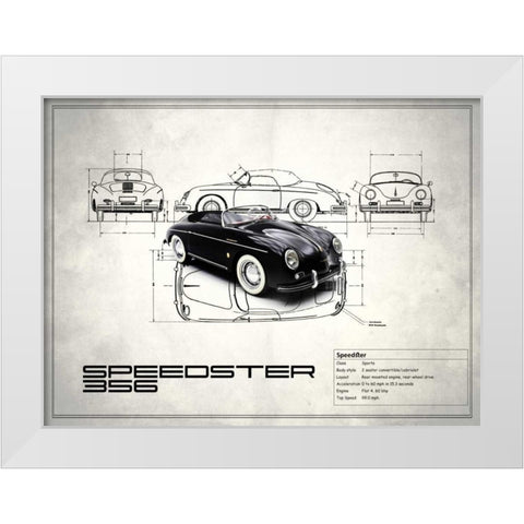 Porsche Speedster 1959 White Modern Wood Framed Art Print by Rogan, Mark