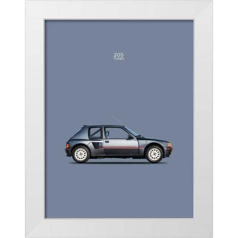 Peugeot 205 Turbo 1984 White Modern Wood Framed Art Print by Rogan, Mark