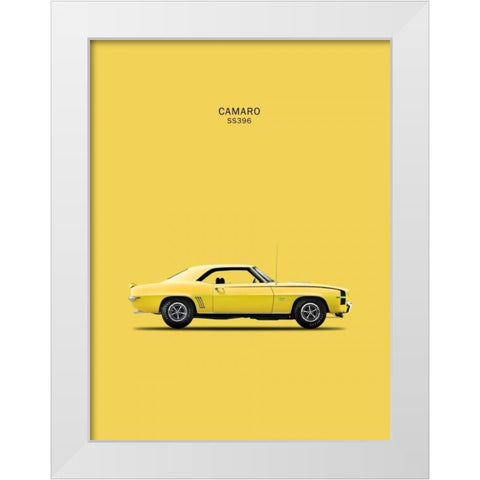 Chevy Camaro SS396 1969 White Modern Wood Framed Art Print by Rogan, Mark