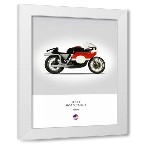 HD KR TT Road Racer 1968 White Modern Wood Framed Art Print by Rogan, Mark