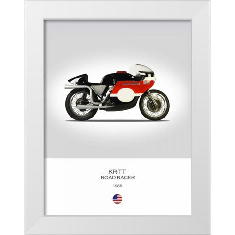 HD KR TT Road Racer 1968 White Modern Wood Framed Art Print by Rogan, Mark