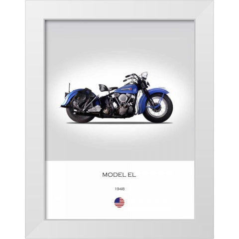 Harley Davidson Model EL 1948 White Modern Wood Framed Art Print by Rogan, Mark