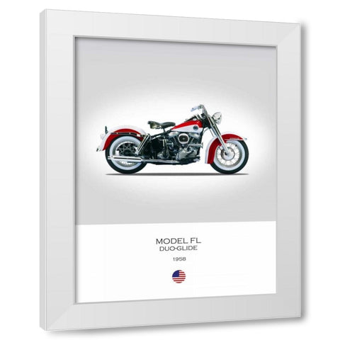 Harley Davidson Model FL Duo G White Modern Wood Framed Art Print by Rogan, Mark