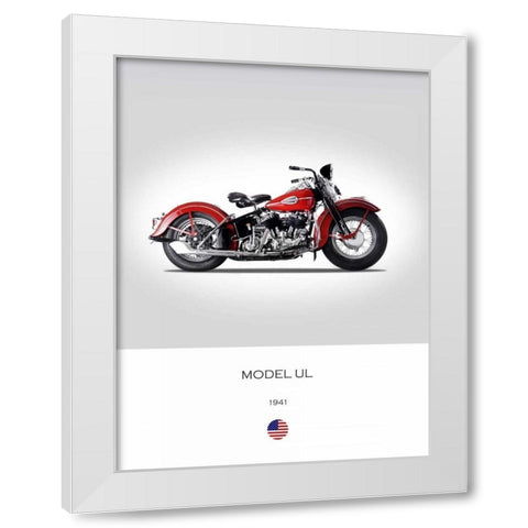 Harley Davidson Model UL 1941 White Modern Wood Framed Art Print by Rogan, Mark