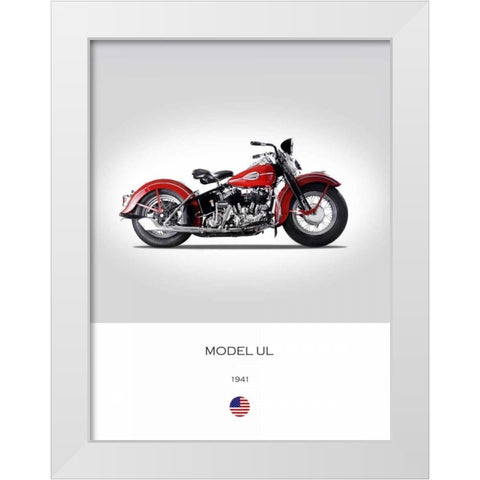 Harley Davidson Model UL 1941 White Modern Wood Framed Art Print by Rogan, Mark