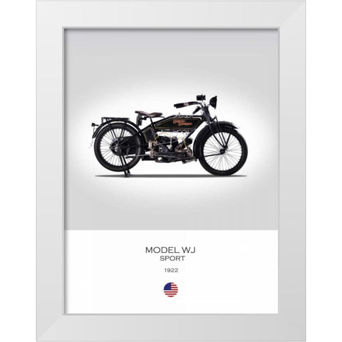 Harley Davidson Model WJ Sport White Modern Wood Framed Art Print by Rogan, Mark