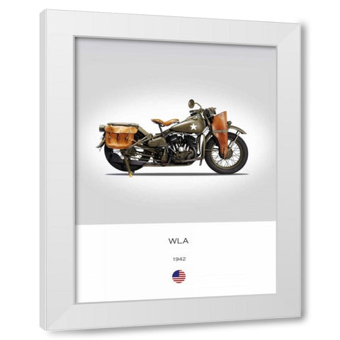 Harley Davidson WLA 1942 White Modern Wood Framed Art Print by Rogan, Mark
